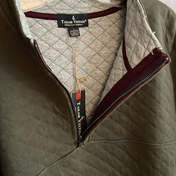 NWT Tailor Vintage Quilted Quarter Zip Pullover - Picture 5 of 8